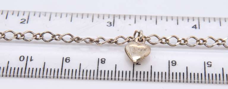 Vintage Sterling Silver Heart Shaped Charm Bracelet