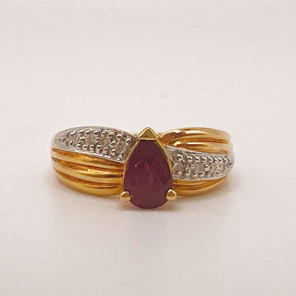 18kt Yellow Gold, Ruby, & Diamond Cocktail Ring