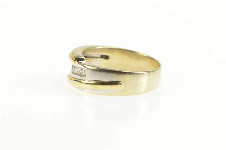 14K Yellow Gold 0.32 Ctw Diamond Two Tone Wedding Band Ring