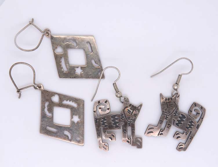 Lot of 2 Vintage Sterling Silver Dangle Earrings