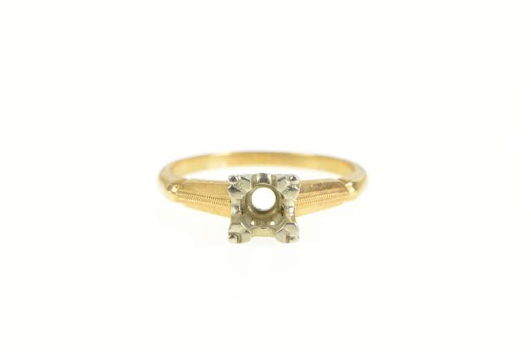 14K Yellow Gold 4.35mm Vintage NOS 1950's Two Tone Setting Ring
