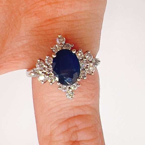 14kt Gold, Blue Sapphire, & Diamond Cocktail Ring
