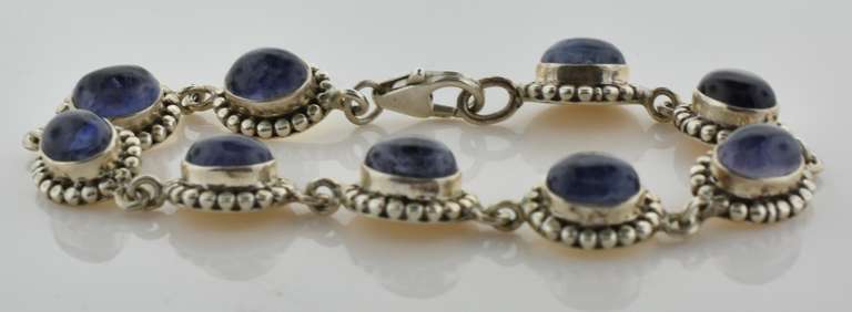 Sterling Silver Bracelet With Blue Stones