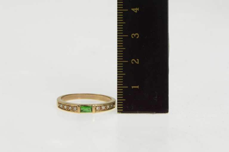 14K Yellow Gold Syn. Emerald Diamond Accent Stackable Band Ring