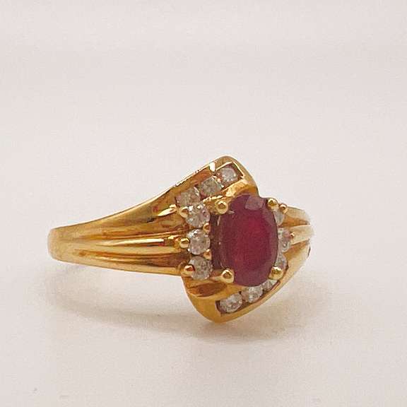 18kt Yellow Gold, Ruby, & Diamond Ring
