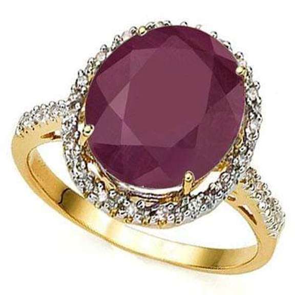 CLASSY 6.27 CARAT TW (23 PCS) GENUINE RUBY GENUINE DIAMOND 10K SOLID YELLOW GOL
