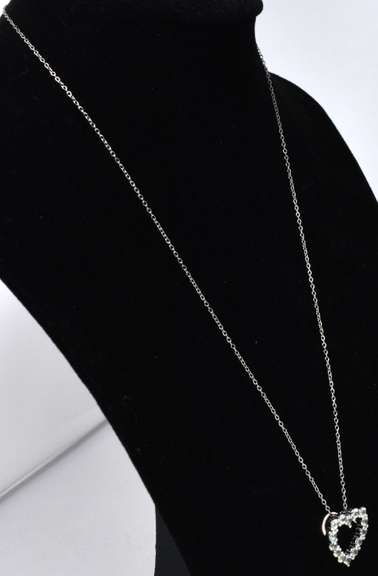 Sterling Silver CZ Heart Necklace