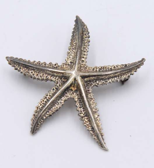 Vintage Sterling Silver Starfish Pin Brooch