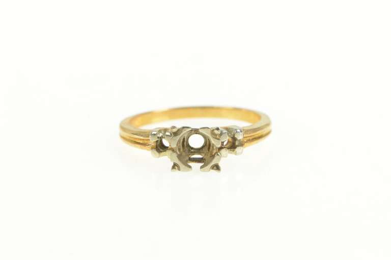 14K Yellow Gold 4.5mm Engagement Setting Vintage NOS 1950's Ring