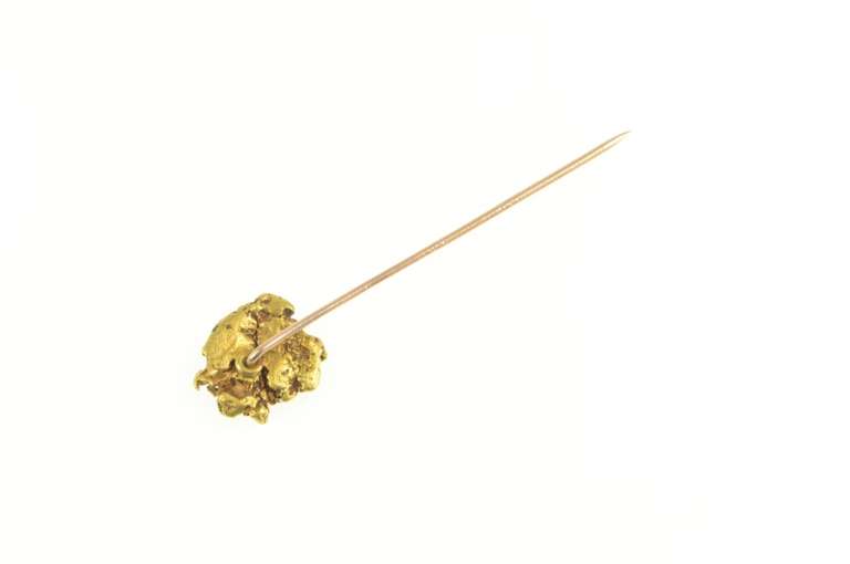 22K Yellow Gold Textured Raw Abstract Nugget Cluster Stick Pin