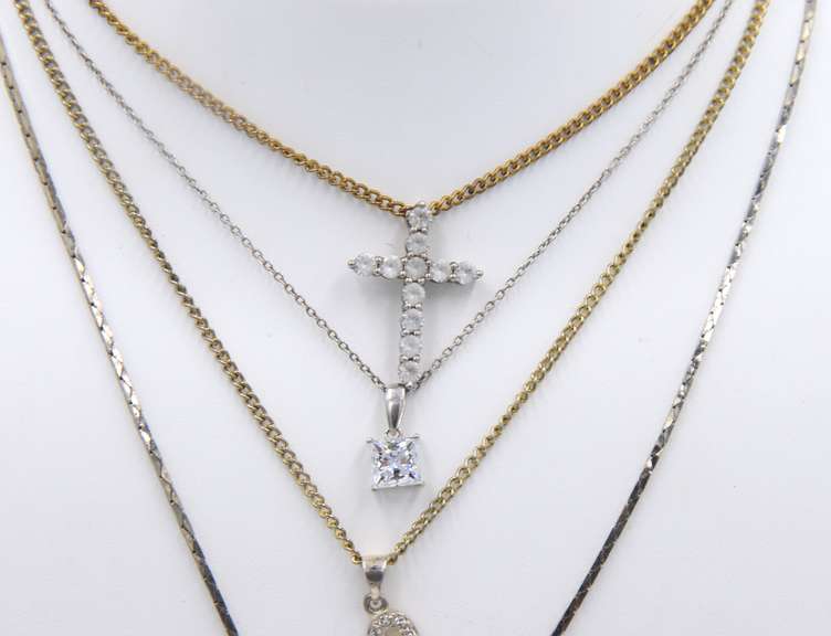 Group Lot of 4 Sterling Silver Necklaces