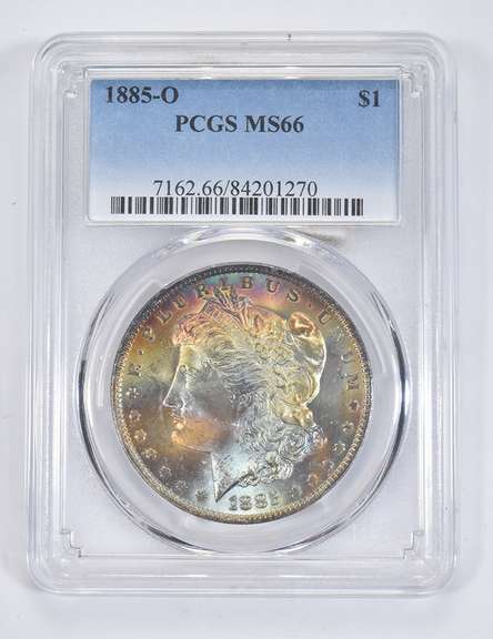 MS66 1885-O Morgan Silver Dollar - Graded PCGS INSANE Color Tone