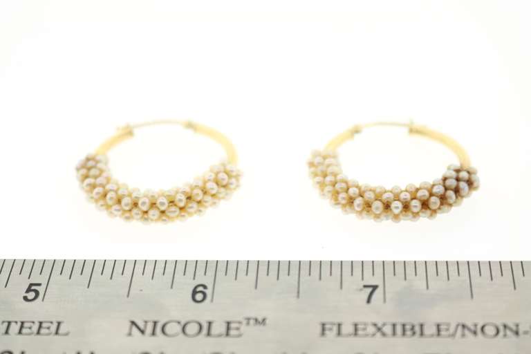 Contemporary 18kt Pearl Hoop Earrings