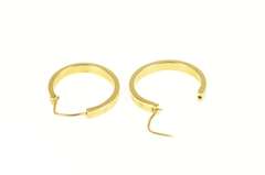 18K Yellow Gold 20.3mm Flower Blossom Pattern Squared Hoop Earrings