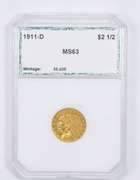 MS63 1911-D $2.50 Indian Head Gold Quarter Eagle - Graded PCI
