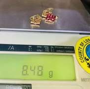 14kt Solid Yellow Gold & Ruby Earrings and Pendant Set