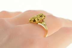 14K Yellow Gold Raw Textured Nugget Pebble 14k Cluster Ring