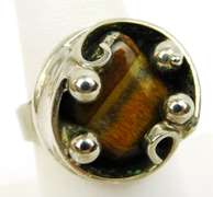 Vintage Cromica Denmark Brutalist Agate Ring, Size 8