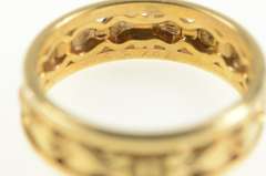 14K Yellow Gold Ornate Art Deco Heart Pattern Wedding Band Ring
