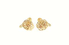 14K Yellow Gold 1960's Retro Spiral Twist Knot Screw Back Earrings