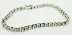 Pretty Sterling Silver Floral Tennis Bracelet