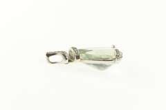10K White Gold Pear Prasiolite Diamond Accent Statement Pendant