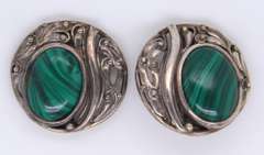Vintage Sterling Silver Malachite Earrings