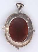 Vintage Sterling Silver Cameo Marcasite Pendant
