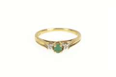 10K Yellow Gold Emerald Diamond Three Stone Engagement Ring
