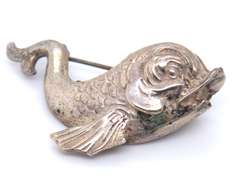 Vintage Sterling Silver Fish Brooch