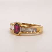 18kt Gold, Ruby, & Diamond Band Ring