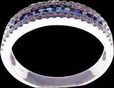 Sapphire Canal 18k White Gold Ring with Diamond Shore