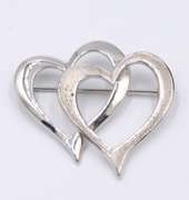 Sterling Silver Double Heart Shaped Brooch