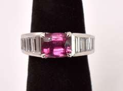 Marvelous Approx. 1.90CTS Magenta Sapphire and Diamond Ring in Platinum