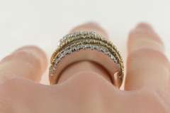 Sterling Silver Pave Cubic Zirconia Encrusted Wavy Statement Ring