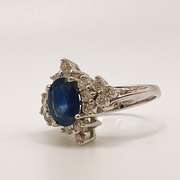 14kt Gold, Blue Sapphire, & Diamond Cocktail Ring