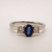 14kt Gold, Blue Sapphire, & Diamond Cocktail Ring