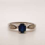 14kt Gold, Blue Sapphire, & Diamond Cocktail Ring