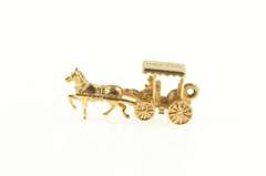 14K Yellow Gold 3D Nassau Bahamas Horse Drawn Carriage Charm/Pendant
