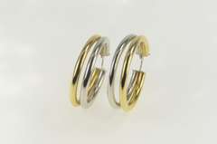 14K Yellow Gold Two Tone 32.6mm Doubled Hollow Hoop Earrings