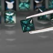 Vivid blue and green 5.13ct princess radiant cut Sapphire set