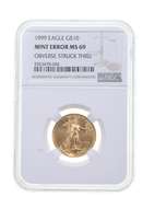 MS69 Mint Error 1999 $10 American Gold Eagle - OBV Struck Thru - NGC