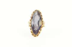 10K Yellow Gold Oval Marquise Amethyst Ornate Cocktail Ring