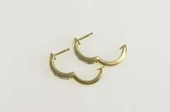 14K Yellow Gold Princess Blue Topaz Inset Statement Hoop Earrings