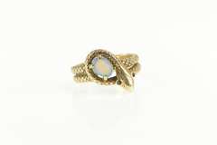 10K Yellow Gold Ornate Natural Opal Snake Serpent Wrap Ring