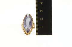 10K Yellow Gold Oval Marquise Amethyst Ornate Cocktail Ring