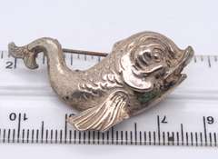 Vintage Sterling Silver Fish Brooch