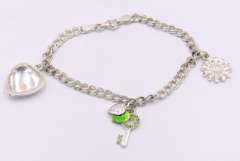 Vintage Italian Sterling Silver Bracelet with 3 Charms