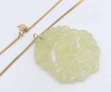 Green Jade Pendant on Gold Plated Chain
