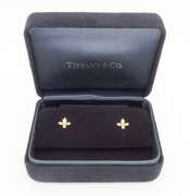 Rare Tiffany & Co Fleur de Lis 18k Yellow Gold Diamond Earrings